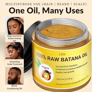 Raw Batana Oil for Hair Growth by Dr. Sebi Organic Raw Honduras Oil - 100% Pure & Natural Botana Paste for Thicker, Stronger Hair for Men and Women - Image 5