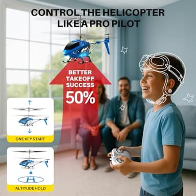 SYMA Remote Control Helicopter, S107H-E Aircraft with Altitude Hold, One Key take Off/Landing, 3.5 Channel, Gyro Stabilizer and High &Low Speed, LED Light for Indoor to Fly for Kid and Beginner Blue - Image 4