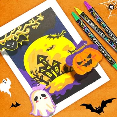 Betem 24 Colors Dual Tip Acrylic Paint Pens Markers, Premium Acrylic Paint Pens for Halloween Decorations, Wood, Canvas, Stone, Rock Painting, Glass, Ceramic Surfaces, Pumpkin Painting Kit DIY Crafts - Image 4