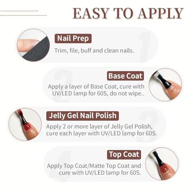 JODSONE 23PCS Gel Nail Polish Set 20 translucent Jelly Color Natural and Elegant Long Lasting Suitable for Home and Salon - Image 7