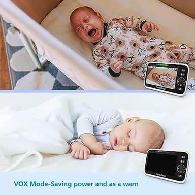 HelloBaby Upgrade 5’’ Baby Monitor with 30-Hour Battery, 2 Cameras Pan-Tilt-Zoom, 1000ft Range Video Audio Baby Monitor No WiFi, VOX, Night Vision, 2-Way Talk, 8 Lullabies and Temperature - Image 6