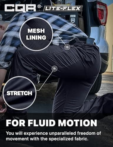 CQR Men's Utility Flex Cargo Pants, Classic-Fit Casual Stretch Work Pants, Water Resistant Lightweight Tactical Hiking Pants, Sentinel Operator Navy, 34W x 34L - Image 7