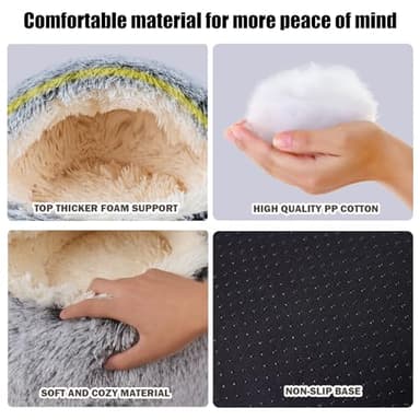 FORMYCATIE Cat Beds for Indoor Cats,Cat Cave for Puppy and Kitty,Calming Small Dog Bed for Small Dogs with Cover Cave,Cozy Warming Fluffy Washable Anti-Slip Pet Sleeping Bag (20 * 20inch,Grey) - Image 2
