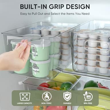 BALEINE Clear Plastic Storage Bins, Pantry Organization, BPA Free Stackable Refrigerator Organizers and Storage with Handles for Kitchen Fridge Cabinet Bathroom (4PK, 11x7.5x6) - Image 5
