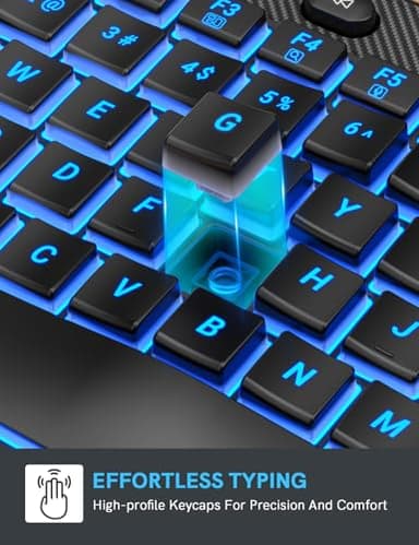 SABLUTE Ergonomic Wireless Keyboard and Mouse Combo - Wave Keyboard with Soft Leather Wrist Rest, Resistant Keys, RGB Backlit Rechargeable Set for PC/Mac/Chromebook (Black) - Image 7