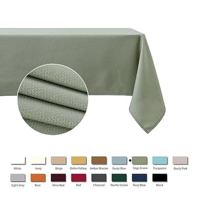 maxmill Textured Rectangle Tablecloth Water Resistant Wrinkle Free Spill-Proof, Soft Jacquard Table Cloth for Banquet Parties Event Holiday Dinner, Indoor and Outdoor Use, 60 x 84 Inch, Sage Green - Image 3