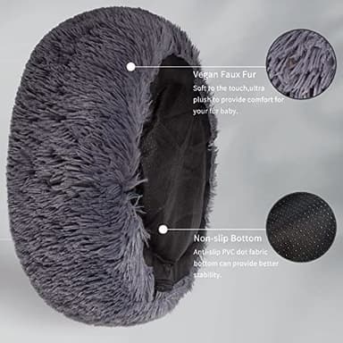 nononfish Puppy Bed for Small Dogs Washable Donut Calming Pet Beds with Anti-Anxiety Fits up to 15 lbs Pets,23 Inches Dark Gray - Image 5
