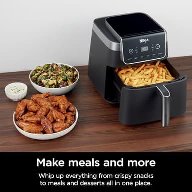 Ninja | Air Fryer | 6.5 QT Pro XL Capacity fits 9lbs of Wings | 6-in-1 Max Crisp, Air Fry, Roast, Bake, Reheat & Dehydrate | Nonstick Basket, Crisper Plate & Recipe Guide | Grey | AF181 - Image 5