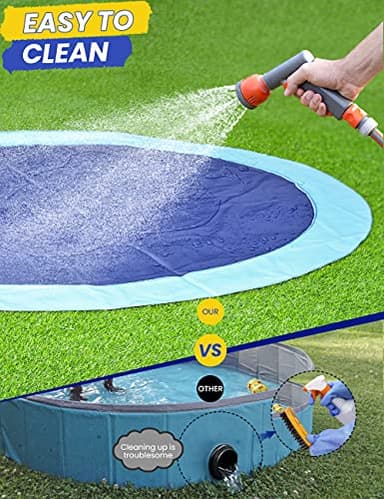 87inch Dog Splash Pad Non-Slip Large, Pet Dogs Cool Sprinkler Pool Heavy Duty XL Splash Pads Wading Pool Summer Outdoor Water Fun Gift Easy to Use/Clean - Image 6