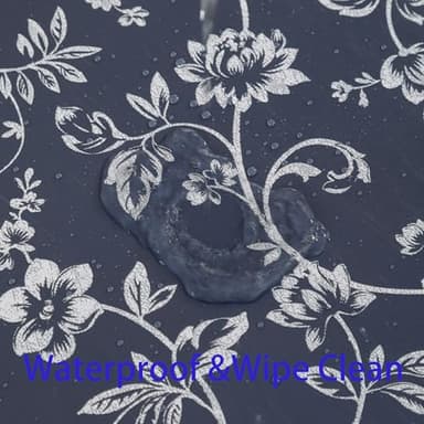 Heavy Duty Vinyl Tablecloth with Flannel Backing Waterproof Oil-Proof Plastic Table Cloth Stain-Resistant Wipeable Rectangle or Square Table Cover for Indoor and Outdoor (Blue Floral,60x84 Inch) - Image 5