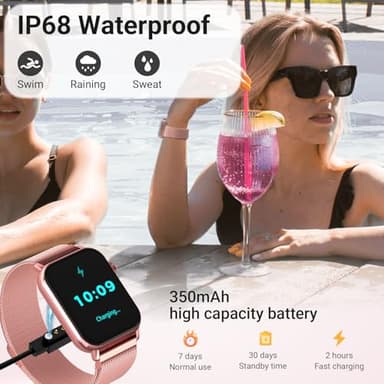 Trendia Smart Watches for Women, 1.83" HD Fitness Tracker (Answer/Make Calls), 120+ Sport Modes with Heart Rate/Sleep Monitor, IP68 Waterproof, 3 Bands, Fitness Watch for iOS Android, Pink - Image 5