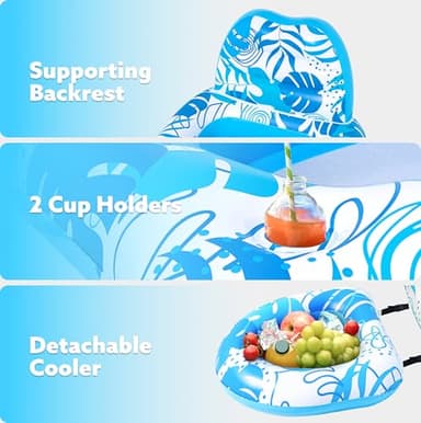 SLOOSH Pool Floats Lounger Adult, Pool Chair Lounge Convertible 2-in-1 Floating Water Floaty with Cup Holders Backrest Recliner for Pool Party - Image 4