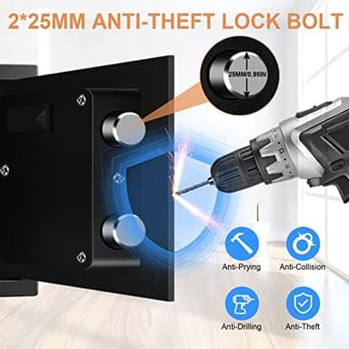 0.8 Cubic Small Safe Box Fireproof Waterproof, Digital Home Security Box with Programmable Keypad and Spare Keys, Document Safe for Money Firearms Medicine Valuables - Image 7
