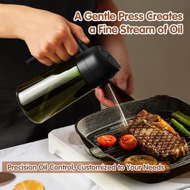 YARRAMATE 16oz/470ml Light-Blocking Dark Oil Sprayer for Cooking, 2 in 1 Olive Oil Dispenser Bottle for Kitchen, Premium Dark Green Glass Oil Bottle, Food-Grade Oil Mister for Air Fryer, BBQ (Black) - Image 5