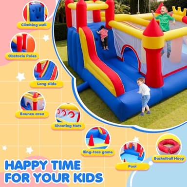 Liaakrr Bounce House, 8-in-1 Bounce House for Kids, Bouncy House with Slide, Climbing Wall, Ball Pit, Obstacles, Trampoline & Basketball Hoop – Includes Blower for Indoor & Outdoor - Image 3