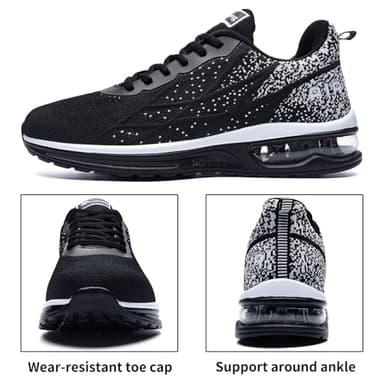 Autper Mens Athletic Running Tennis Shoes Lightweight Sport Gym Jogging Walking Sneakers(Blackwhite US 8) - Image 2