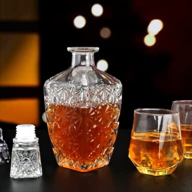 Cadamada Glasses Decanter,26 oz Diamond Pattern Wine Bottle with Lid,Delicate Decanter Set-for Tequila, Brandy, Scotch and Vodka, Gift Giving, Bar and Party Decoration (3pcs) - Image 6