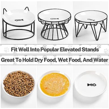 Kitwinney Cat Food Bowls, Whisker Friendly Ceramic Cat Bowls with Nonslip Silicone Bottom, Pack of 3 Quiet Cat Dishes and Plates for Feeding Indoor Cats, Kittens and Small Dogs(Fishbone) - Image 6