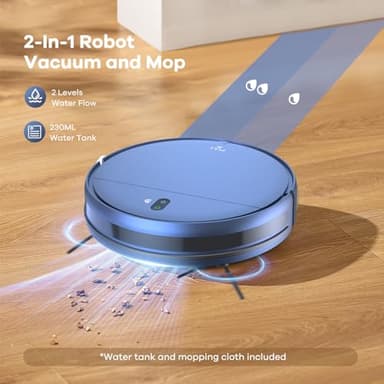 ZCWA Robot Vacuum and Mop Combo, 2 in 1 Mopping Robotic Vacuum with WiFi/App, Robotic Vacuum Cleaner, Schedule Settings, Self-Charging, Ideal for Hard Floor, Pet Hair and Low Pile Carpet - Image 2