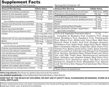 envitamin Ultimate Multivitamin Multimineral and Superfood with 42 Fruit and Vegetable Blend, 60 Count - Image 2