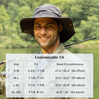 Comhats UPF 50 Sun Hats Wide Brim Summer Safari Hat Fishing Hiking Boonie Hats for Men Waterproof Khaki X-Large XX-Large XL XXL - Image 2