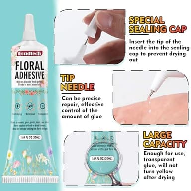 Floral Glue 50 ML, Clear Floral Adhesive for Fresh Flowers, Corsages, Boutonnieres, Wristlets, Fabric and Wedding Craft Supplies, Waterproof, Fast Drying (xhj-002) - Image 4