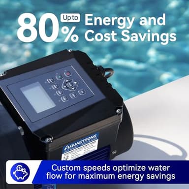 AQUASTRONG Variable Speed Pool Pump, 1.5 HP, 220V, 8189GPH, In/Above Pool Pump, Energy Efficient, High Flow, Powerful Self Primming Swimming Pool Pumps with Filter Basket - Image 3