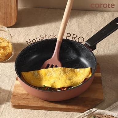 CAROTE Non Stick Pots and Pans Set, Cookware Sets Nonstick 16 Piece, Kitchen Cooking Set with Stay-Cool Handles,with Silicone Tools and Pot Protectors - Image 3