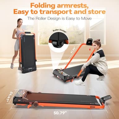 Lysole Walking Pad Treadmill with Incline and Handle Bar,Treadmills for Home and Office,340 Lb Capacity,4 in 1 Portable Under Desk Treadmill with Control,Large LED Display - Image 6