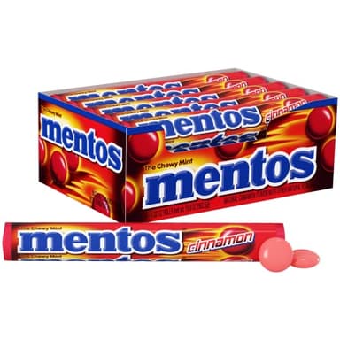 Mentos Candy, Mint Chewy Roll, Cinnamon, Non-Melting, Party, 1.32 oz(Pack of 15) - Image 1