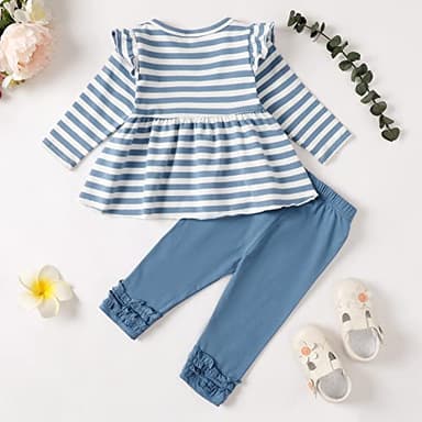 2T Girl Clothes 3T Toddler Girl Clothes Ruffle Long Sleeve Shirt Solid Pants Toddler Cute Outfits 2 3 Year Old Girl Clothes - Image 3