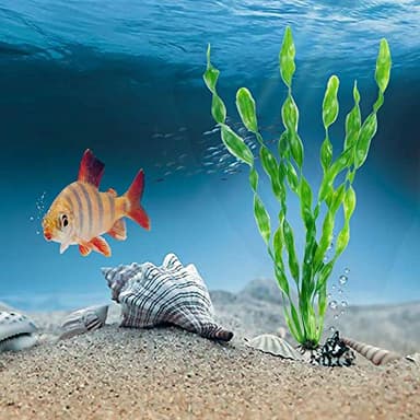 MyLifeUNIT Artificial Seaweed Water Plants for Aquarium, Plastic Fish Tank Plant Decorations 10 PCS (12 Inches Tall, Green) - Image 7