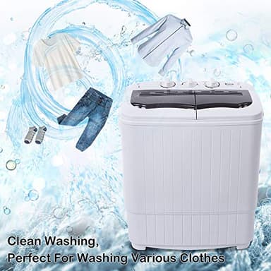 Compact Portable Washing Machine – Mini Twin Tub Washer with Built-in Drain Pump, 14.3lbs Semi-Automatic Spin Dryer, Ideal for Camping, Apartments, Dorms, College Rooms and Small Spaces, Gray - Image 7