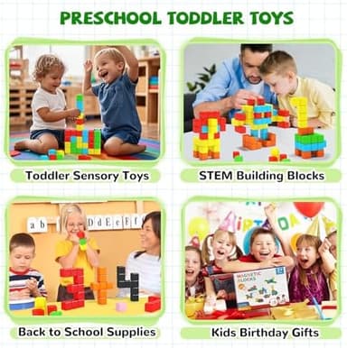 Magnetic Blocks for Toddlers -Classroom Must Haves STEM Learning Toys for 3-5 Year Old Boys & Girls, Safe & Strong Building Blocks with ASMR Sounds,Ideal Gifts for Kids 3+ - Image 5
