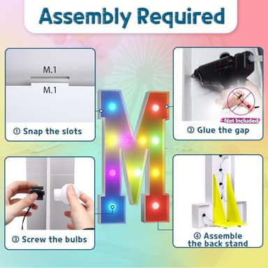 imprsv 4FT Colorful Marquee Light Up Letters M, 18 Colors Large Light up Letters Alphabet Sign with Remote, Large Marry Me Sign, Birthday Party Decorations Baby Shower Anniversary Wedding Decoration - Image 4