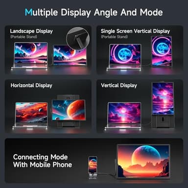 Laptop Screen Extender Portable Monitor, Dual 16.1" 1080P FHD Frameless Screen, Detachable Monitor Extender for Laptop, Fit for 13-17" Laptops, Compatiable with Windows/Mac/Chrome/Android (N2-16.1") - Image 6