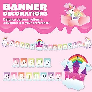 JOYIN 145 Pcs Unicorn Birthday Party Supplies with Unicorn Banner for Girls, 24 Serves Unicorn Disposable Tableware Set with Plates , Cups, Napkins, and Cutlery Sets for Unicorn Themes Party Kids - Image 4