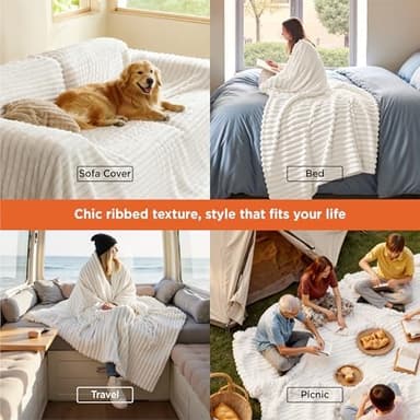 Bedsure GentleSoft King Size Blanket for Bed - Cozy Soft Blankets for Women, Cute Large Bedding Fleece Throws for Girls, Off White, 108x90 Inches - Image 5