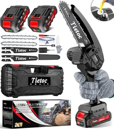 Tietoc Mini Chainsaw 6 Inch Cordless, Portable Electric Chain Saw Small Handheld Battery Powered Super Saws, Gifts for Men Women, Birthday Gift for Dad Fathers Husband Him Her Mom Mothers Grandparent - Image 1