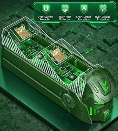 Rechargeable X1 Controller Charger Station with 2X 5520mWh Battery Pack Accessories Storage - Compatible with X1 Series X/S/One/One X/One S Elite with 4 Battery Covers (Green) - Image 7