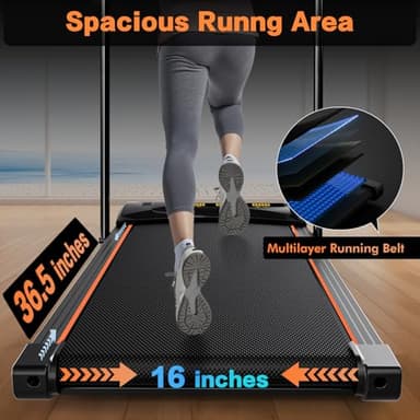 Incline Treadmill for Home, Walking Pad with Handle Bar, Under Desk Compact Treadmill with 350 Lbs Capacity, LED Display & APP, Remote Control, 3.0HP (XXL) - Image 3