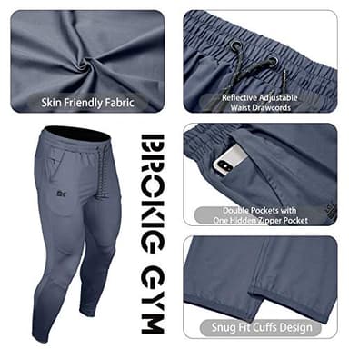 BROKIG Mens Lightweight Gym Jogger Pants,Men's Workout Sweatpants with Zip Pocket(Dark Grey,Large) - Image 6