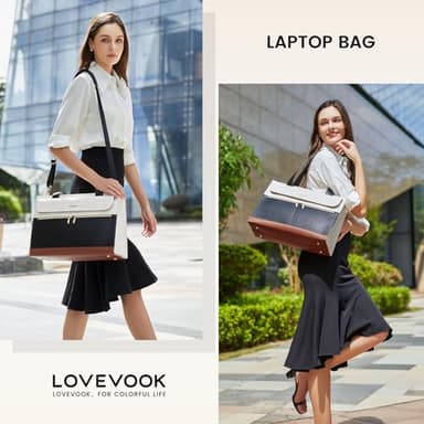 LOVEVOOK Laptop Tote Bag for Women, 15.6 Inch Faux Leather Computer Bags Waterproof Business Office Work Bag Briefcase Large Women Shoulder Bag - Image 2
