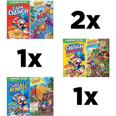 Cap'n Crunch Cereal, 3 Flavor Variety Pack, Large Size Boxes, (4 Pack) - Image 3