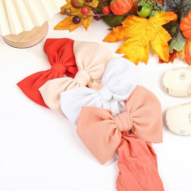 YanJie Infant, Newborn & Toddler Hair Accessories - Pretty Bow Headbands in Pink, Red & Blue - Image 6