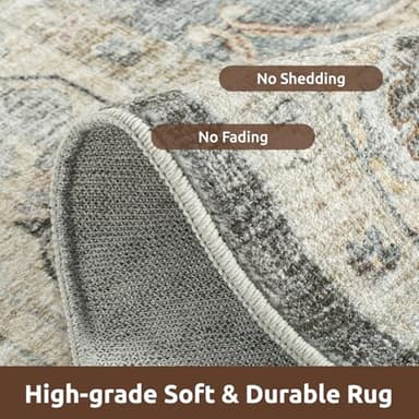 AMOAMI Area Rug - 8x10 Vintage Soft Aqua Rug for Living Room, Bedroom, Dining Room, Office - Non Slip, Washable Carpet - Image 4