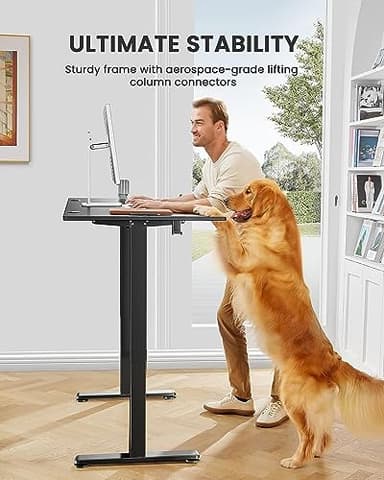 ErGear Height Adjustable Electric Standing Desk, 55 x 28 Inches Sit Stand up Desk, Large Memory Computer Home Office Desk with Two-Piece Desktop (Black) - Image 3