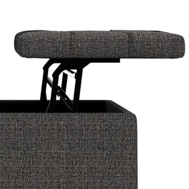 SIMPLIHOME Harrison 40 inch Wide Transitional Square Large Coffee Table Storage Ottoman in Ebony Polyester Tweed, Assembled, for The Living Room and Bedroom - Image 13