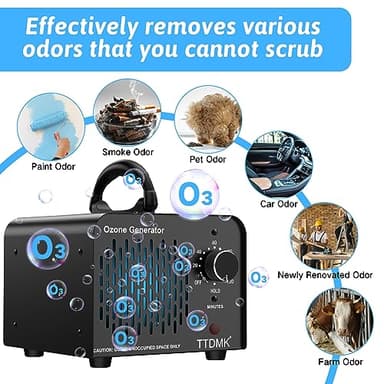 Ozone Generator 68,000mg/h, Commercial Ozone Machine Odor Removal, High Capacity Ozone Machine, Home Ozone Generator for Car, Home, Smoke, Pet, etc (Black) - by TTDMK - Image 2