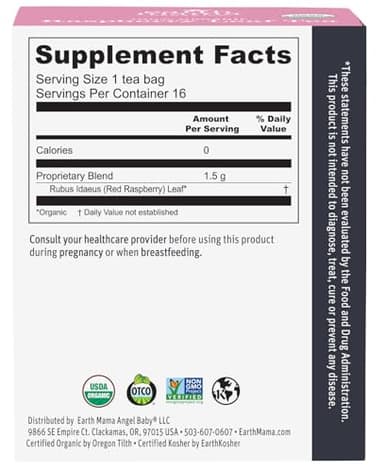 Earth Mama Organic Raspberry Leaf Tea Bags | Labor Tonic & Menstrual Support Herbal Tea, Red Raspberry Leaf Tea for Pregnancy & Postpartum Care Recovery, Caffeine Free Tea, Non GMO, (16 Teabags, 3-Pk) - Image 2